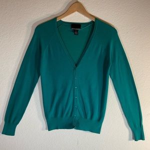 Cynthia Rowley Cardigan, Teal Blue Cotton Blend with Buttons: Size M